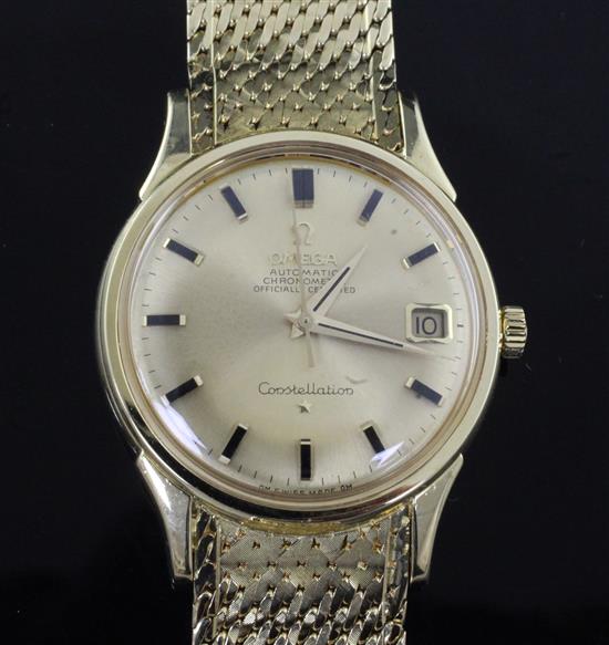 A gentlemans early 1970s 18ct gold Omega Constellation Chronometer officially certified automatic wrist watch,